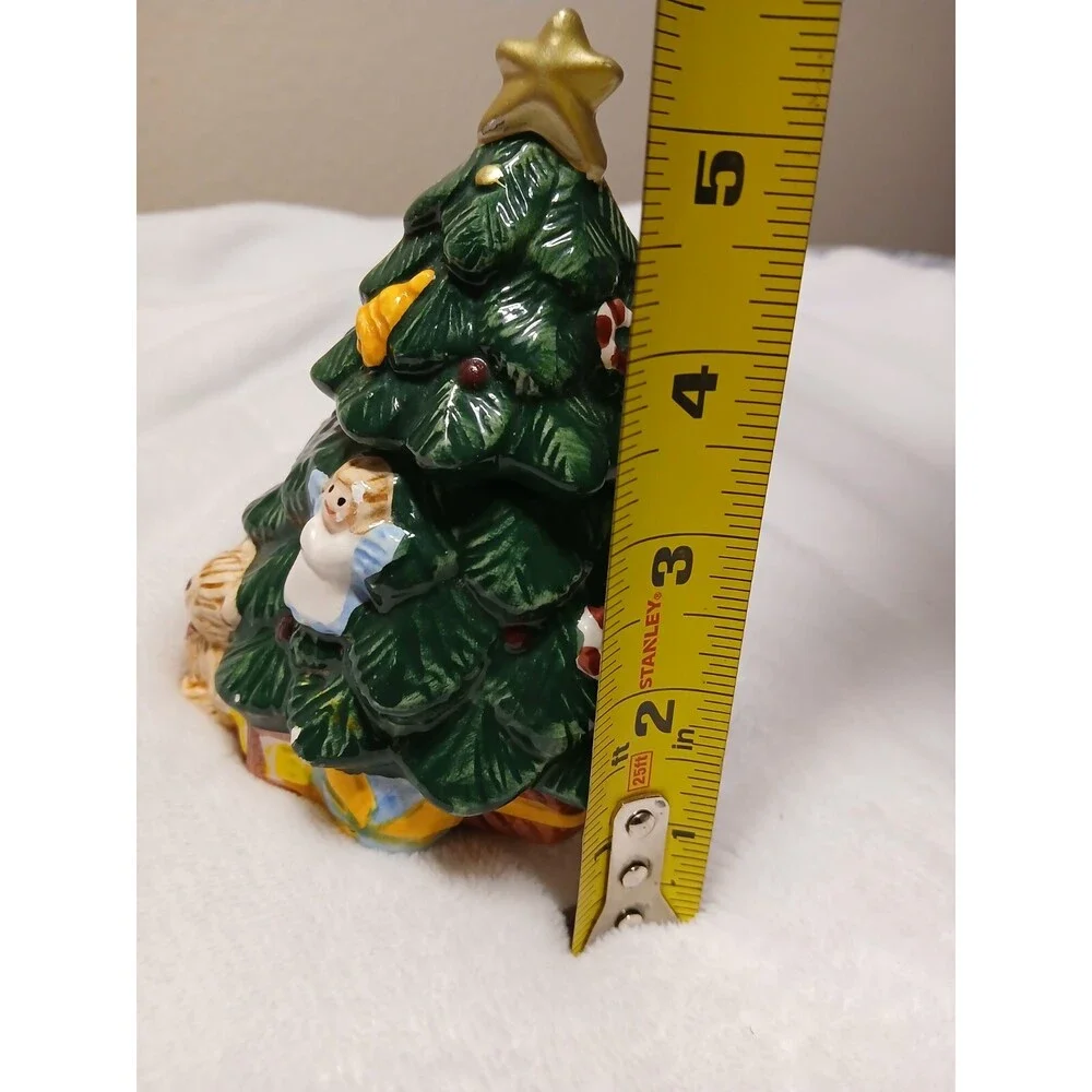 Vtg Mini Christmas Tree Trinket Box 5.5